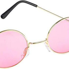 Rhode Island Novelty Round Pink Color Lens Sunglasses
