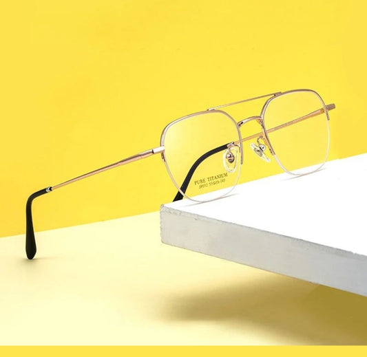 Golden remless glasses